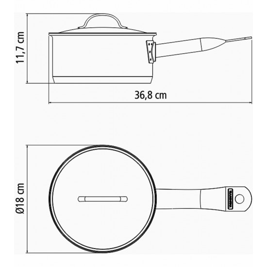 Panela 16cm 1,4l Professional Aço Inox Tramontina Fundo Triplo Com Tampa Plana Detalhe Satinado
